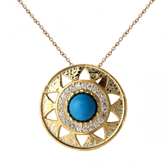 925 sterling silver pendant with turquoise and CZ