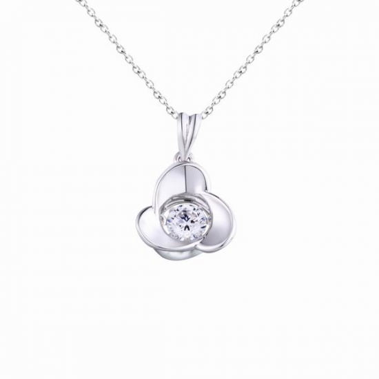 925 Sterling Silver Dancing Stone Pendant Clover Jewelry